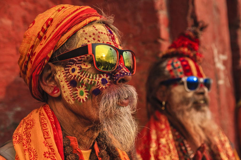 Sadhu - indian holymen sitting in the temple